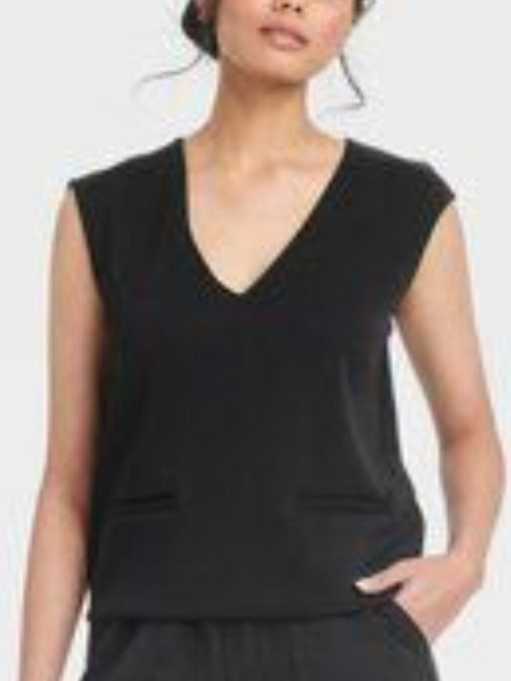 New a new day Black V-Neck Sleeveless Tank Top Size XXL